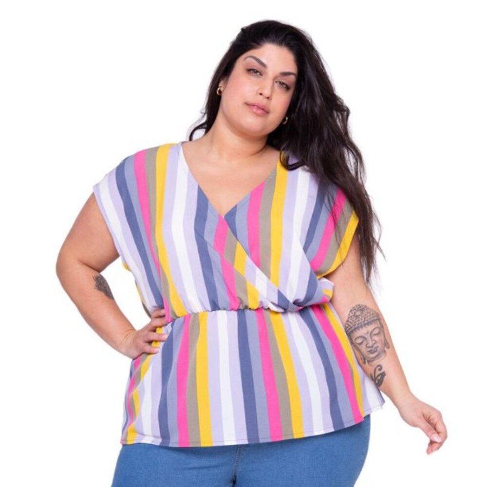 WeInfluence Cross-Front Peplum Sleeveless Top